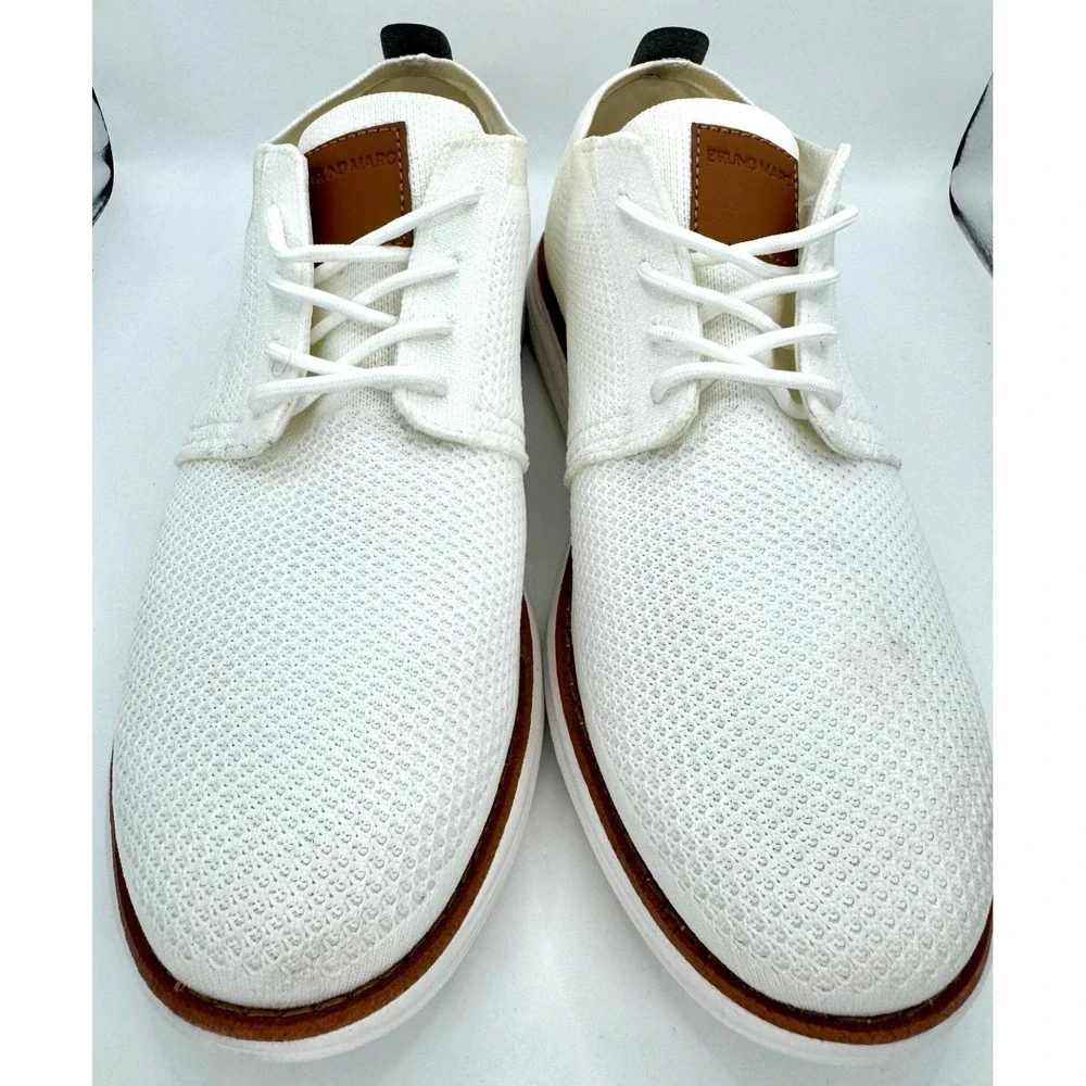 Bruno Marc Grand-01 Men's White Lace Up Casual Knit Oxford Shoes Size 10.5